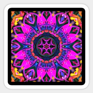 Psychedelic Kaleidoscope Puprle Flower Sticker